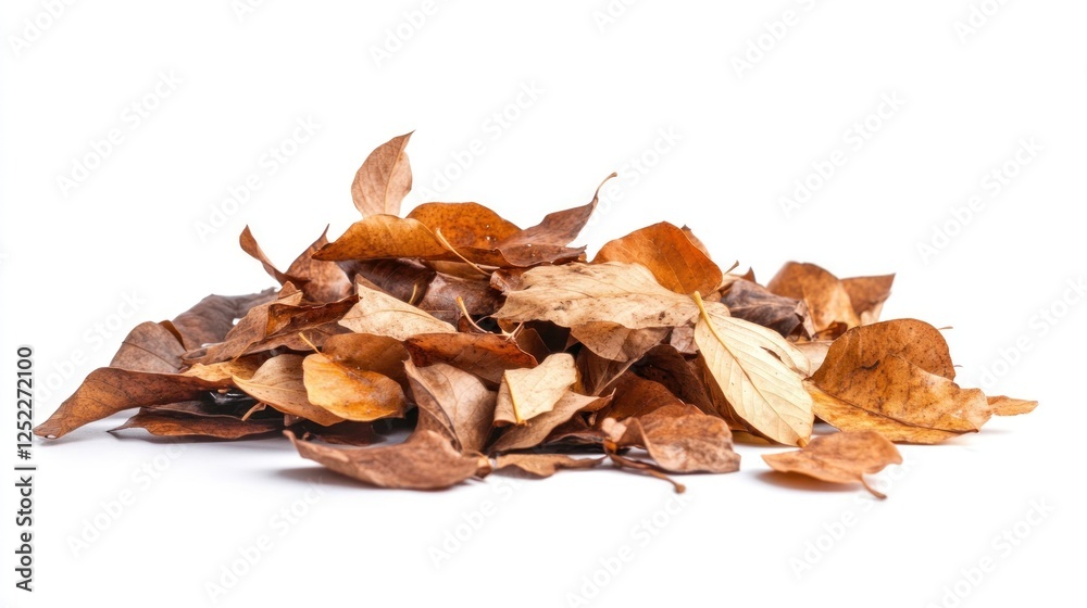 Dried leaves pile autumn fall white background design Dried leaves pile autumn fall white background design