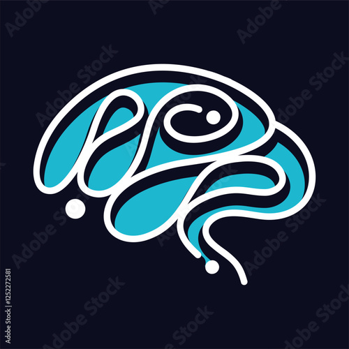 Human brain blue abstract dark background illustrator logo design