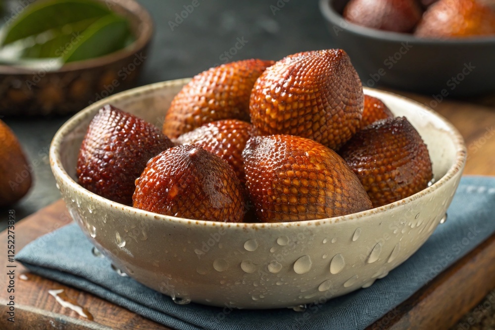 Fresh Wet Snake Fruit (Salak) in a Bowl Exotic Tropical Fruit Fresh Wet Snake Fruit (Salak) in a Bowl Exotic Tropical Fruit