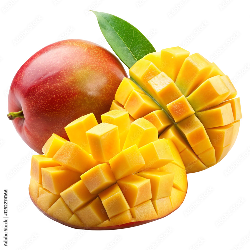 Sliced Mango Fruit Isolated on White Background