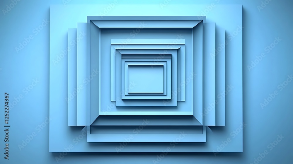 Abstract Blue Squares Nested Receding Design Abstract Blue Squares Nested Receding Design