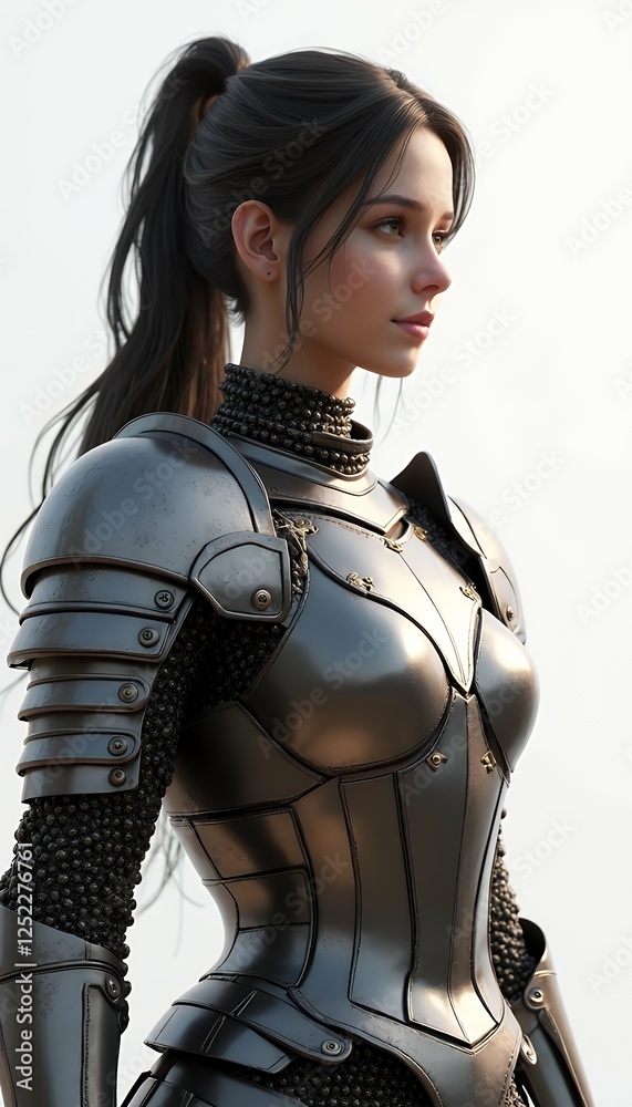 knight rendering female 3d background olated white armed armoring army background battle combat costume courage fantasy fashion female fighter girl heavy helmet historic history knight mediaeval