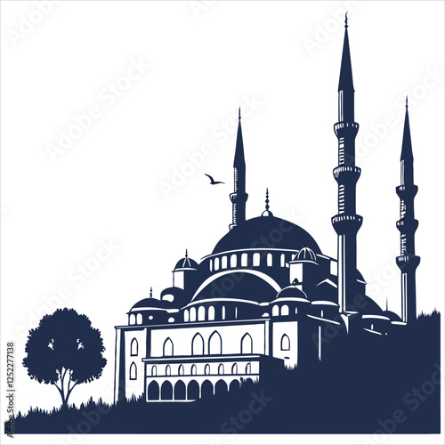  silhouette masjid image on white background