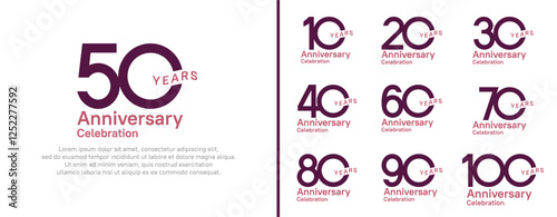 anniversary logotype set. vector design purple color for celebration event