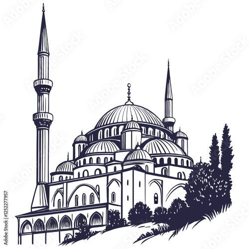  silhouette masjid image on white background