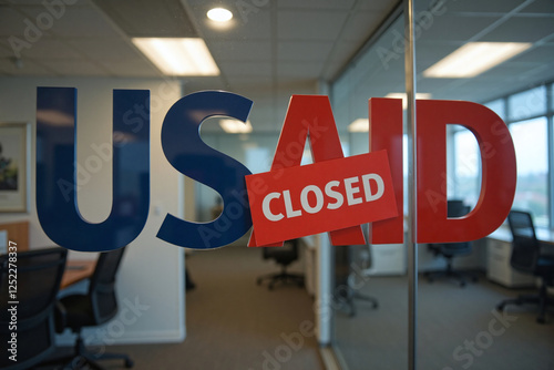 The United States Agency for International Development (USAID) closed, with offices empty after jobs and workforce put on leave following DOGE directive to cut cost and government spending. Concept. photo