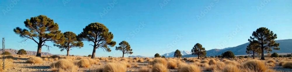 Dried up coniferous trees against blue clear sky, withered, nature Dried up coniferous trees against blue clear sky, withered, nature