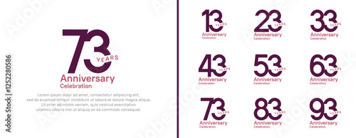 anniversary logotype set. vector design purple color for celebration event photo