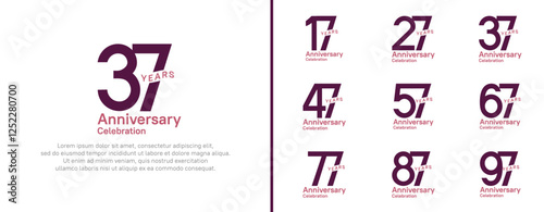 anniversary logotype set. vector design purple color for celebration event