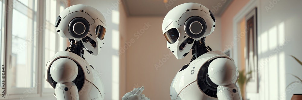 Humanoid robot homework helper, humanoid robot technology,. Image suitable for social media cover background Humanoid robot homework helper, humanoid robot technology,. Image suitable for social media cover background