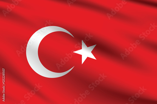 Flag of Turkey. Turkey flag official colors and proportion digital vector illustration. Pleated flag.