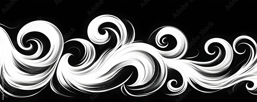 Fototapeta premium Swirling white waves, abstract art