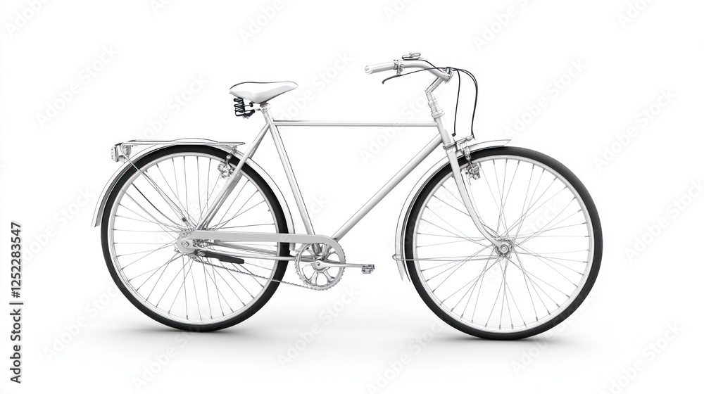 Naklejka premium Silver bicycle, studio shot, white background, transport