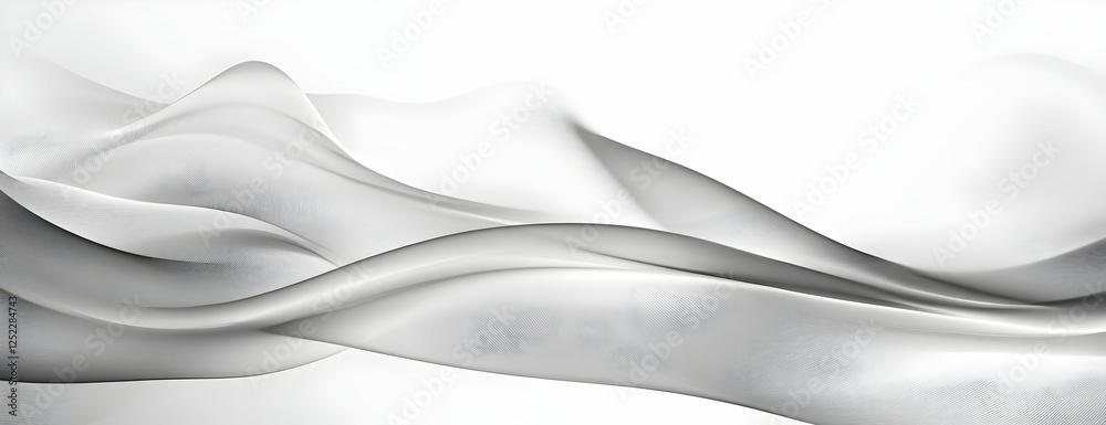 Obraz premium Flowing grey fabric, white backdrop. Design
