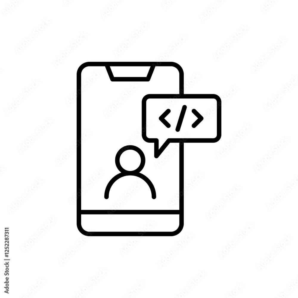 Mobile app developer outline icons, minimalist vector illustration ,simple transparent graphic element .Isolated on white background Mobile app developer outline icons, minimalist vector illustration ,simple transparent graphic element .Isolated on white background