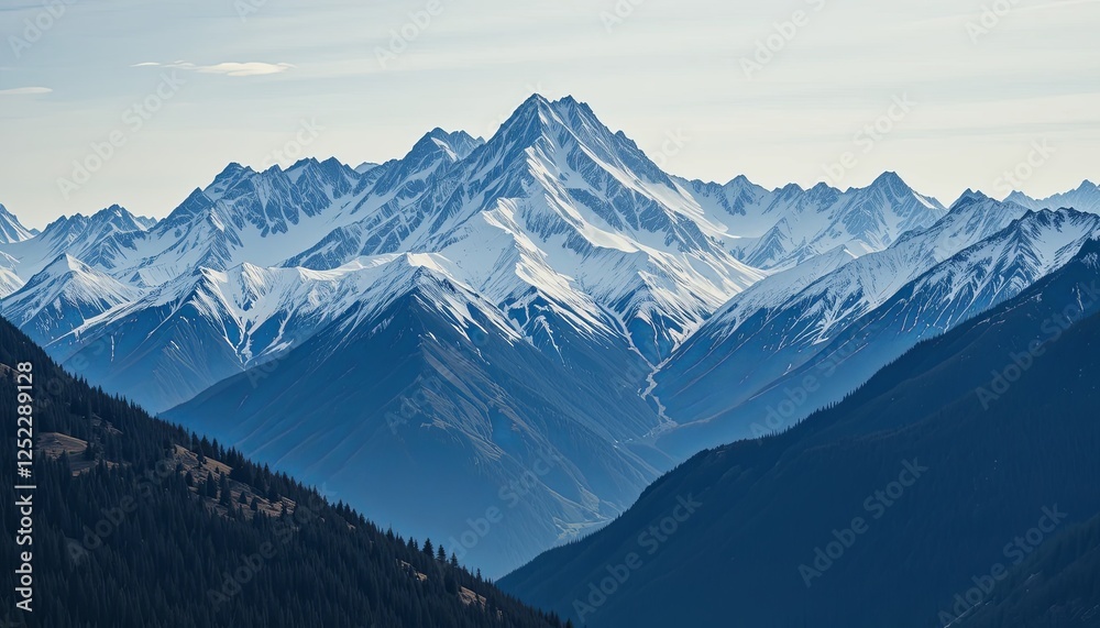 Obraz premium Mountain adventure rocky peaks landscape photography natural environment aerial view gigapixel cgi