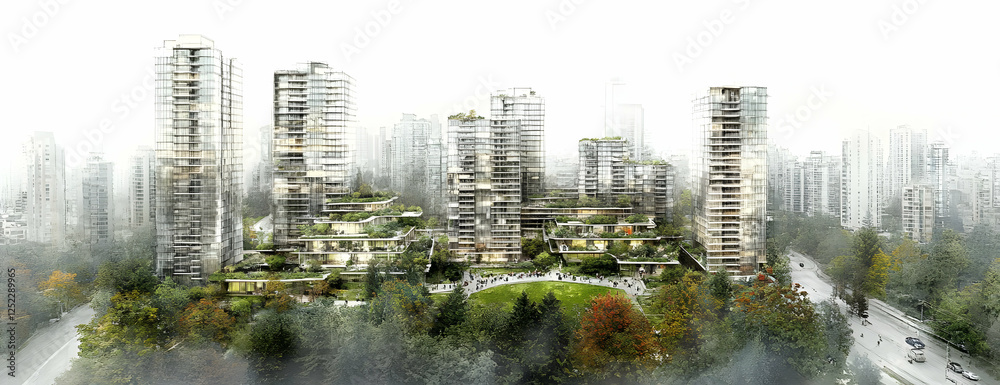 Naklejka premium Cityscape Green Eco Towers