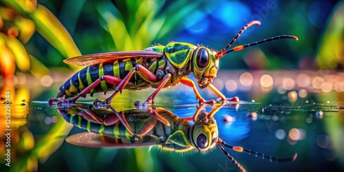 Stunning close-up: A lake insect's exquisite features revealed through macro photography. photo