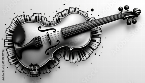 Vintage Violin with Decorative Pattern Design photo