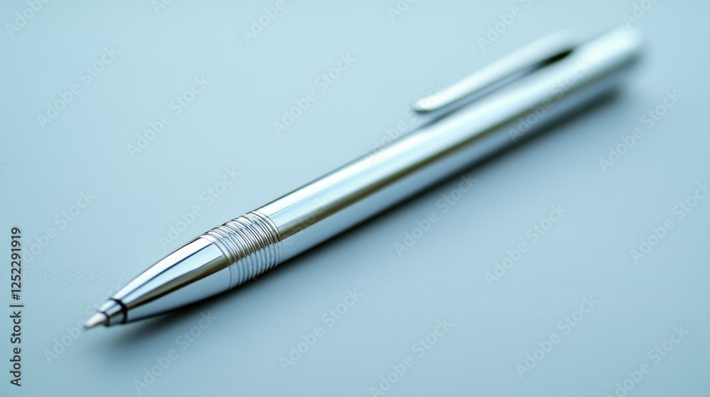 Sleek Silver Ballpoint Pen on Smooth Surface for Office and Writing Needs Sleek Silver Ballpoint Pen on Smooth Surface for Office and Writing Needs