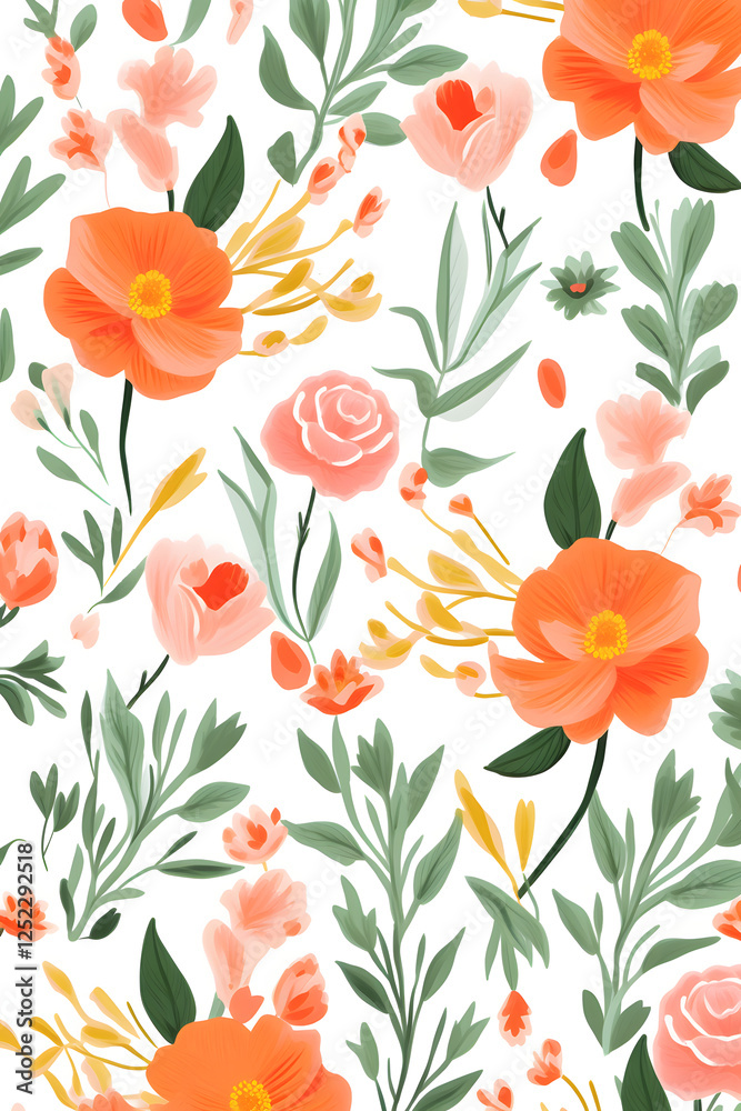 Digital pink and orange flowers pattern abstract graphic poster background Digital pink and orange flowers pattern abstract graphic poster background