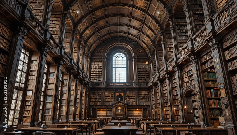 Obraz premium Exploring historic library city center architecture interior perspective knowledge