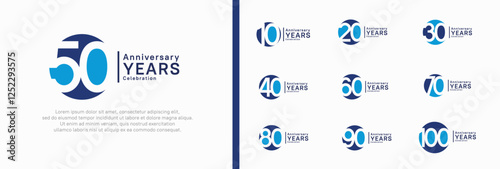 anniversary logotype set. vector design blue color can be use for celebration moment