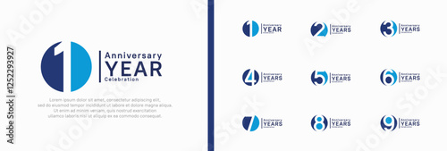 anniversary logotype set. vector design blue color can be use for celebration moment