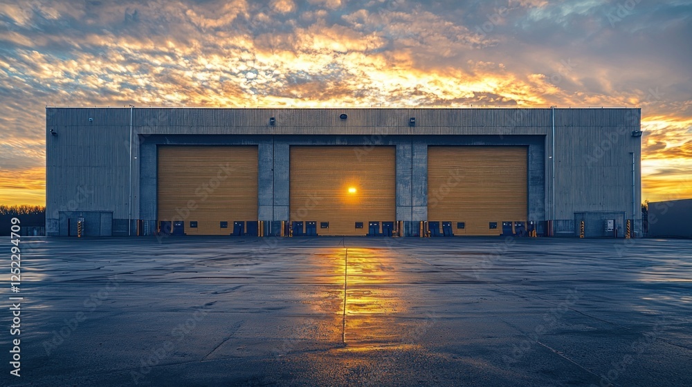 Fototapeta premium Sunset Over Industrial Building