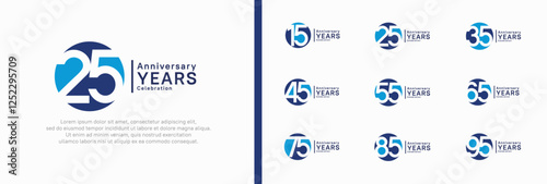 anniversary logotype set. vector design blue color can be use for celebration moment