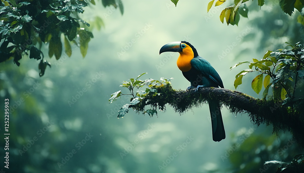 Obraz premium A colorful toucan perched on the branch