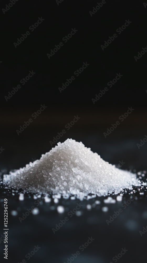 Pile of coarse sea salt on dark background, texture detail. Culinary cooking and seasoning concept Pile of coarse sea salt on dark background, texture detail. Culinary cooking and seasoning concept