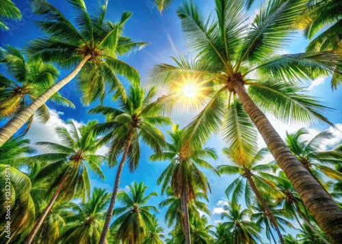 Wallpaper Mural Stunning panoramic reveals a low-angle view of a lush tropical landscape, dominated by majestic palm trees. Torontodigital.ca