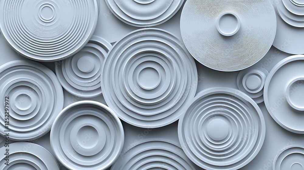 Abstract concentric circles design in grayscale