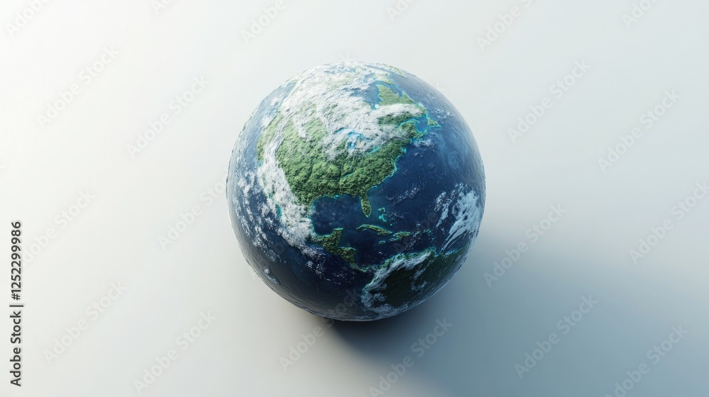 Fototapeta premium Earth globe, North America view, white background, environmental concept