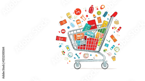 Vector Set of Shopping Elements: Bags, Carts, and Retail Icons