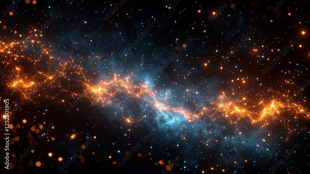 Cosmic River: A Celestial Tapestry of Orange and Blue Nebulae Cosmic River: A Celestial Tapestry of Orange and Blue Nebulae
