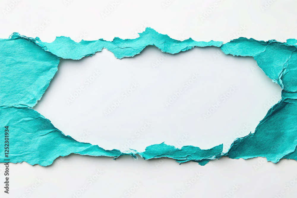Fototapeta premium Torn Paper with Blue Teal Background: Creative Design Concept