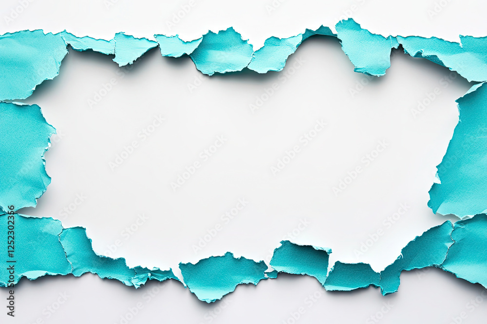 Obraz premium Torn Paper with Blue Teal Background: Creative Design Concept