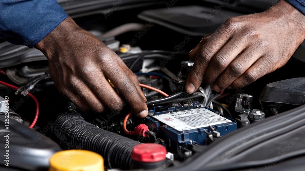 Mechanic Repairing Car Engine Parts Closeup Mechanic Repairing Car Engine Parts Closeup