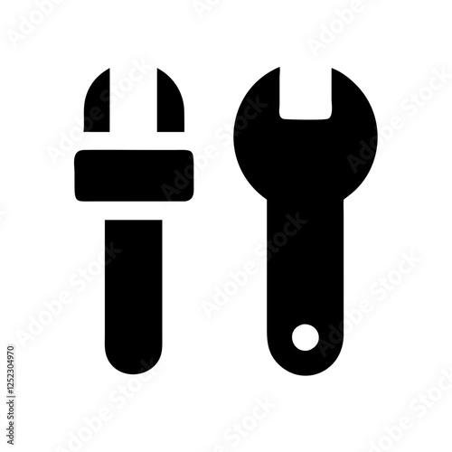 Hammer and wrench icon, tools, repair, construction, hardware, maintenance, industry, equipment, toolkit, handyman.