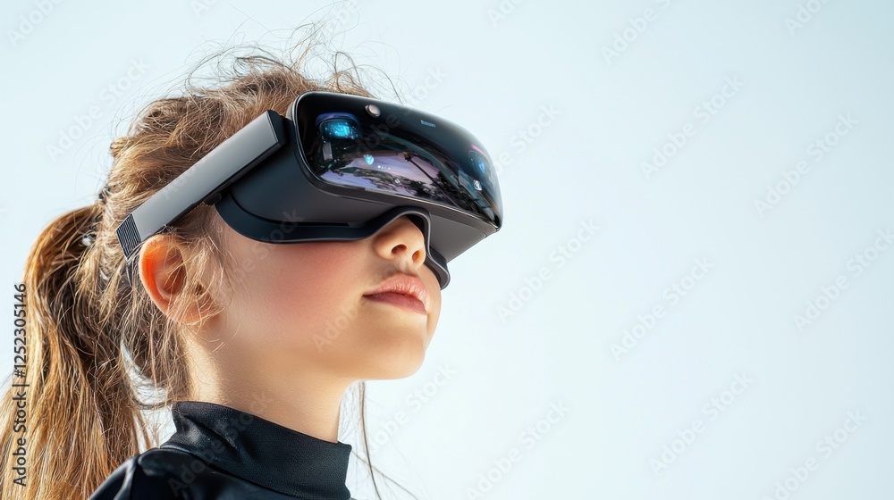 Student Engaged in Learning with Virtual Reality Goggles in Class Student Engaged in Learning with Virtual Reality Goggles in Class
