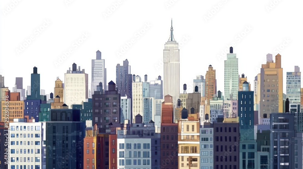 Fototapeta premium Colorful illustration of a New York City skyline