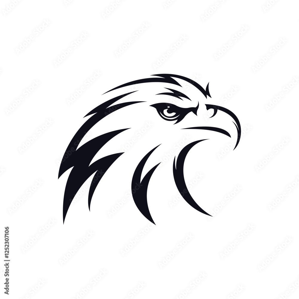 Obraz premium Dark blue eagle head illustrator logo design 
