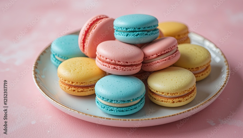 Delicious macarons display kitchen food photography vibrant colors top view sweet treats Delicious macarons display kitchen food photography vibrant colors top view sweet treats