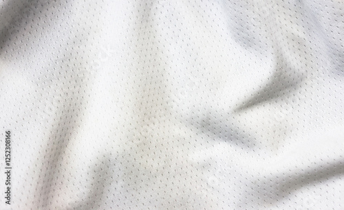 Canvas Print White sports clothing fabric jersey football shirt texture top view close up