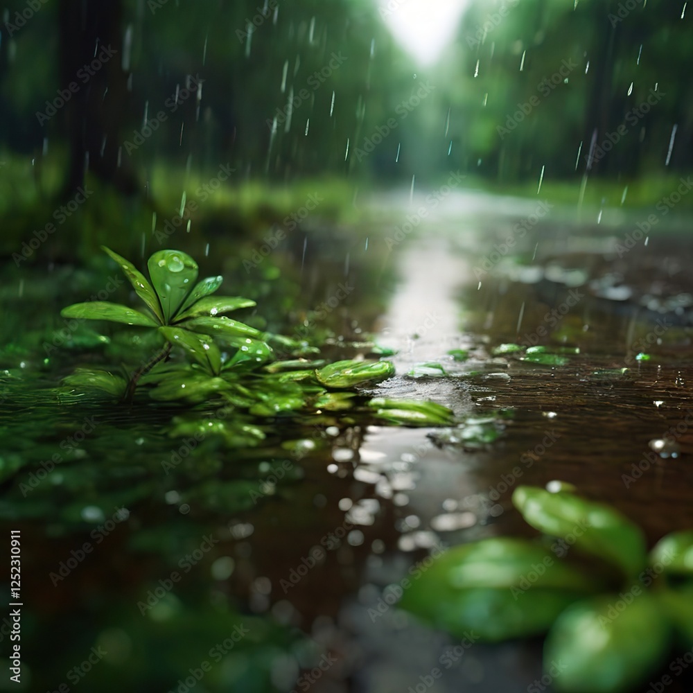 rain drops on a green leaf rain drops on a green leaf
