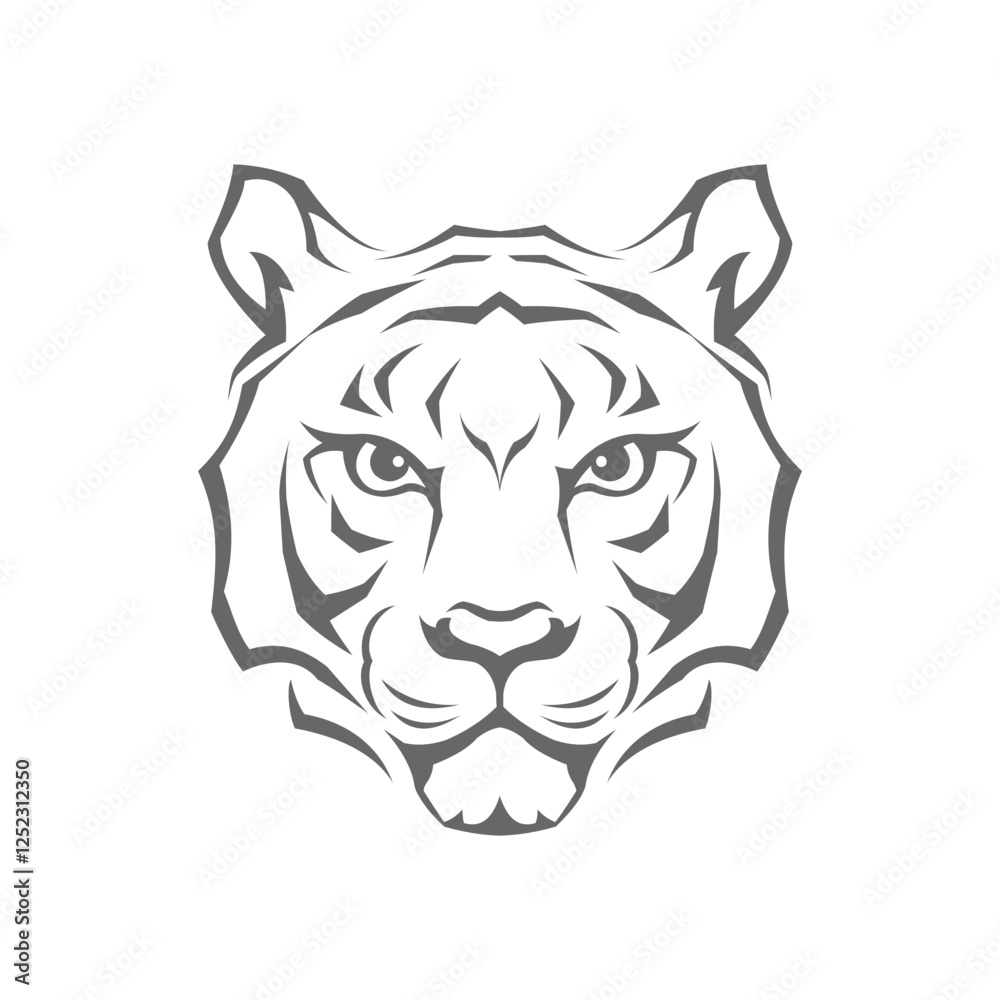 Fototapeta premium Tiger head serious face illustrator logo design 