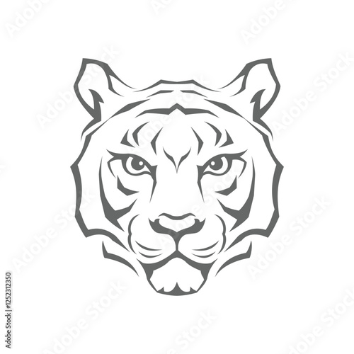Tiger head serious face illustrator logo design 