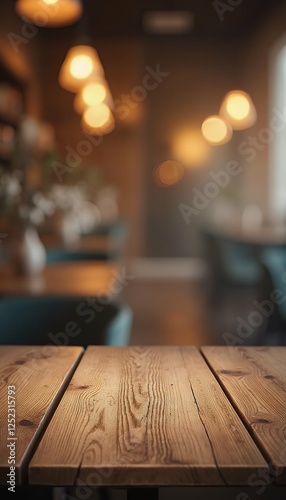 Obraz na płótnie wood display presentation business bokeh product template background empty table blurred light restaurant rustic soft table table wood counter eatery pale blur background people food order dinner w salonie